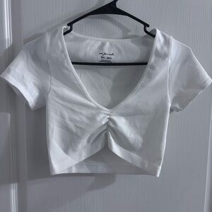 Urban Outfitters White Ruched Crop Top